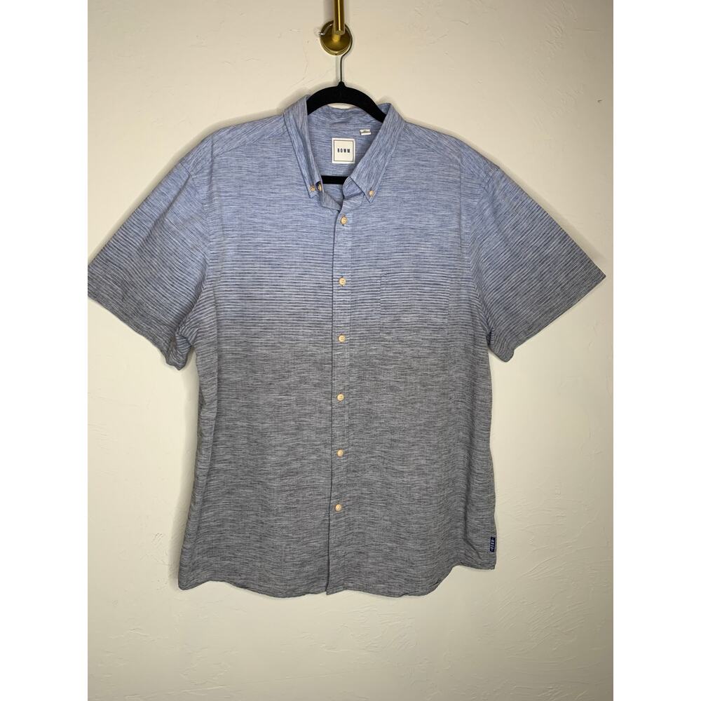 ROWN Ombre Shirt Blue Gray Stripe Cotton Blend Size XL